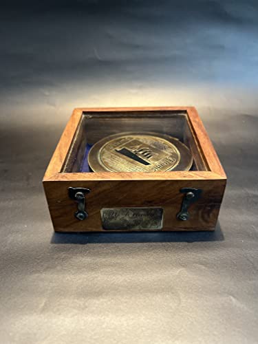 Brújula de Bolsillo de Latón Hecha a Mano con Caja de Madera miniatura 5