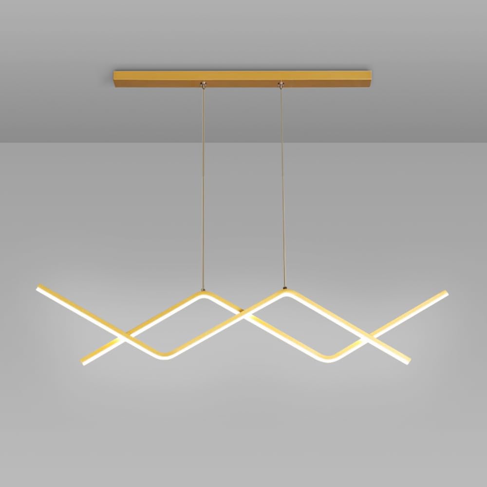 CSXSXAUO LED Pendant Light Linear Wave Chandelier Modern Hanging Ceiling Lighting Fixture 26W 3 Color Mode Kitchen Island Lamp Minimalist Chandeliers for Dining Room Living Star of