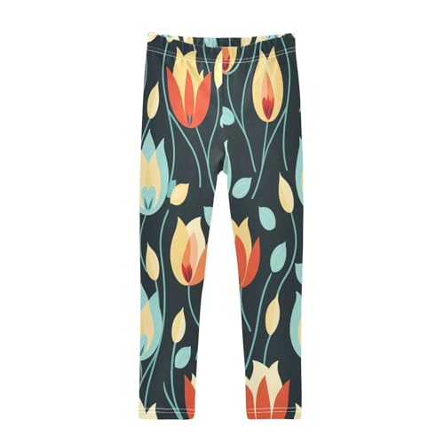 Bolaz Toddler Girls Leggings Printed Yoga Pants Leggings Blue Yellow Flower for Kids