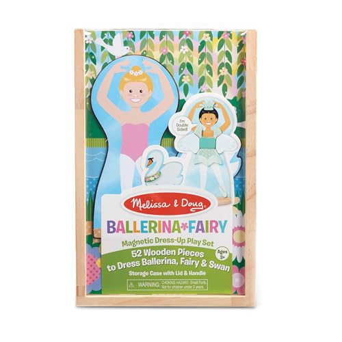 Melissa & Doug Ballerina And Fairy Magnetic Dress-Up Double-Sided Wooden Doll And Swan Pretend Play Set (52 pcs) - image 6