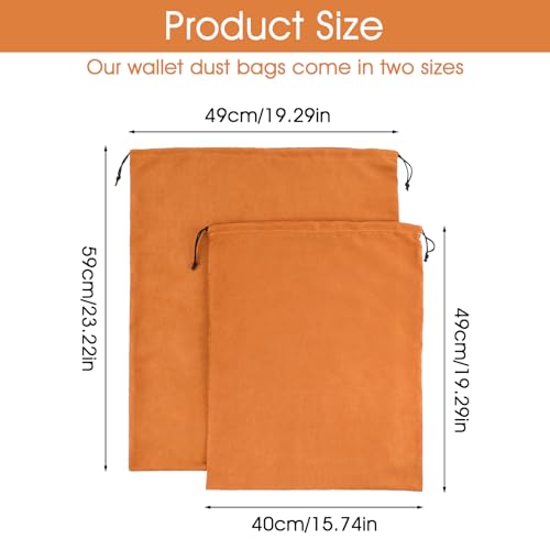 2 Pack Handbag Dust Cover Bags 2 Sizes Purse Dust Bags For Storage Premium Suede Storage Bags With Drawstring For Handbag Purse Flannel For Travel Home Use (Brown)2