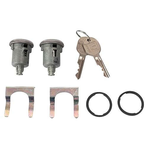 TRQ Front Driver and Passenger Side Door Lock Cylinder Set Compatible with 1970-1976 Buick Electra Lesabre 71-76 Olds 98 Delta 88 80-87 Cutlas Supreme 71-76 Pontiac Bonneville Catalina 71-76 Impala