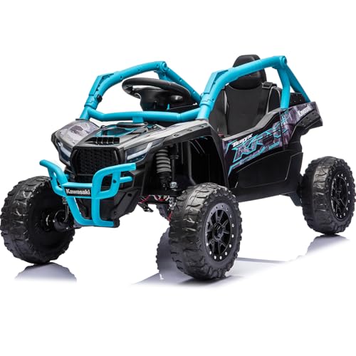 Image of NEWQIDA 24V Ride on Toys for Kid 3-5, Licensed Kawasaki KRX UTV, Blue