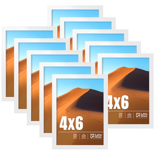 Image of LaVie Home 4x6 Picture Frame White Set of 10, Display 4 x 6 Picture, Photo Frame Collage for Wall Gallery or Table Deco, Hanging or Tabletop Display