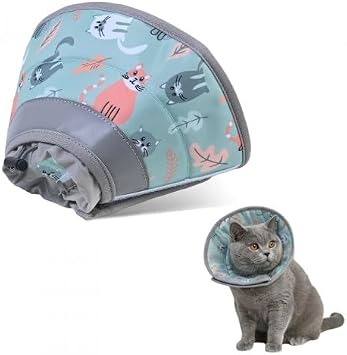 Soft Cat Cone Collar Adjustable, Cat Recovery Collar to Stop Licking After Surgery, Breathable Elizabethan Collar for Kittens & Small Dogs, Lightweight Protective Neck Cone for Wound Healing M
