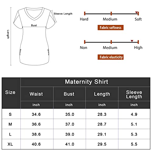 Molliya Women's Maternity Shirt Short Sleeve V Neck Side Ruched Tunic Top Pregnancy Clothes 2-Pack #TOP5