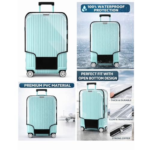 Image of Cover for Hard Luggage Trolley Bags Transparent Protective Covers PVC Fabric Waterproof Clear Suitcase Cover Protectors Travel Dustproof Luggage Sleeve (30 INCH)
