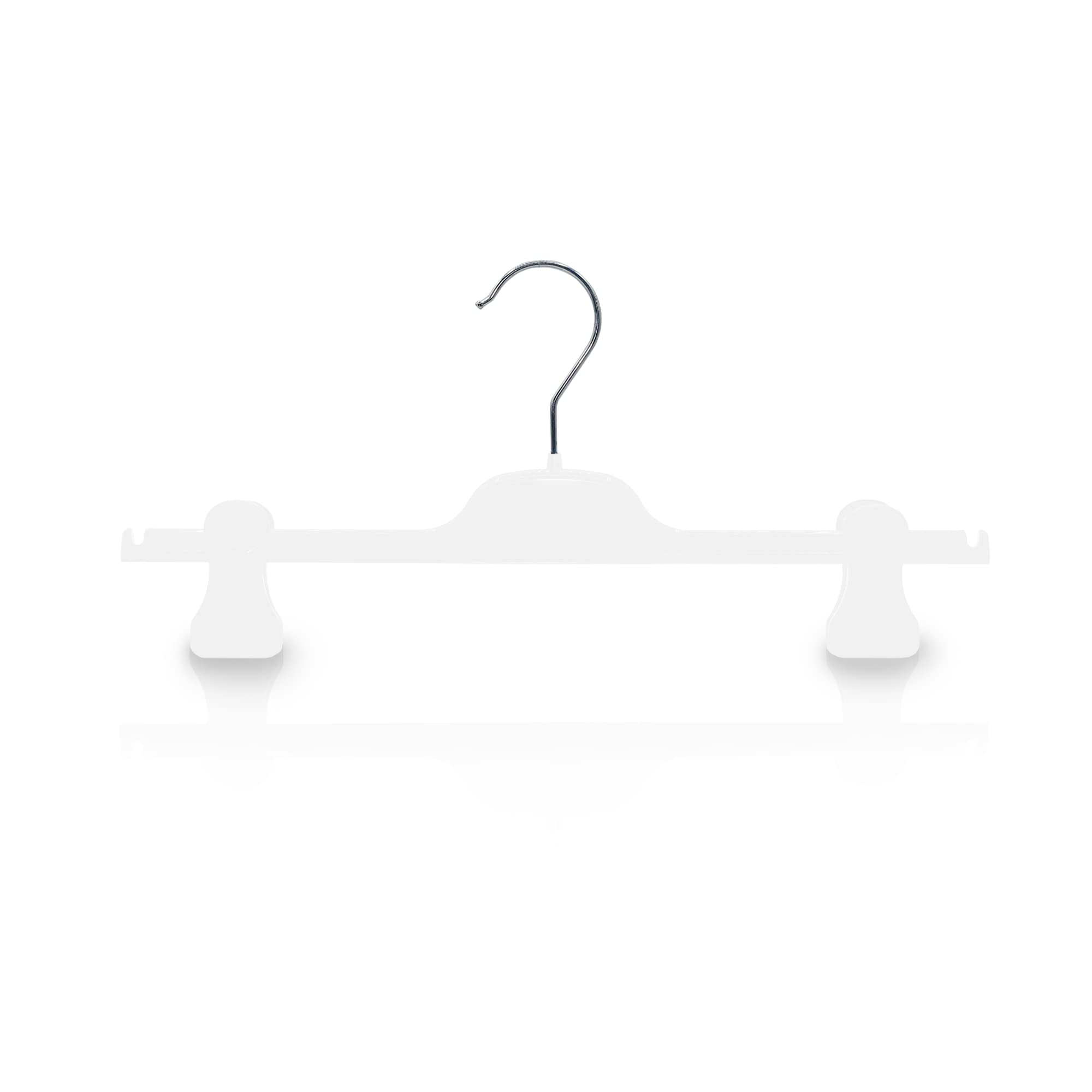 Kiroplast 15 Grucce per Pantaloni Pinza Stampelle Salvaspazio Appendini Plastica Pinze Clip Gonne Appendini Gonne Grucce 36cm (Bianco Lucido Gancio Argento)