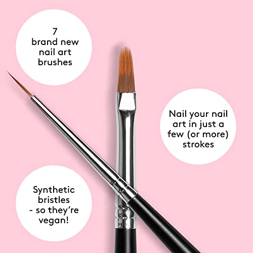 Mylee Brush For Gel Nail Art & Polish Application, 7 Designs, Oval, Angled, Ombre, Fine - Image 4