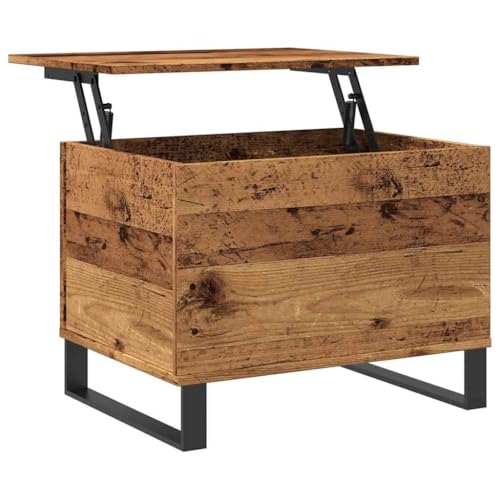 Table basse vieux bois rectangulaire | Table de canapé pour salon - 6