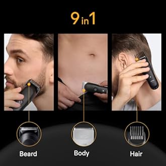Braun Series 5 AIO5545 All-in-One Grooming Kit for Men, 9-in-1 Beard & Body Trimmer, Ultra Sharp Blade, SkinGuard Technology, 120-Min Runtime, AquaGrip for Under Water Use, Grey