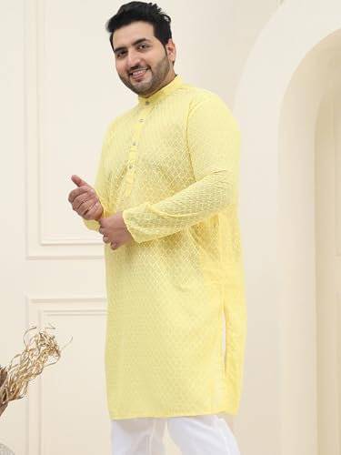 Image of SOJANYA Plus (Since 1958) Men's Silk Blend Embroidered Only Long Kurta