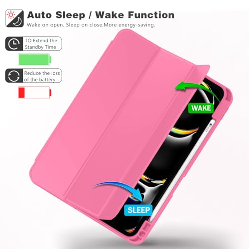 Image of ZryXal New iPad Pro 13 Inch Case (M5) 2025 / (M4) 2024 with Pencil Holder, Smart iPad Case [Support Pencil Pro and Pencil (USB-C)], Support Touch ID and Auto Wake /Sleep (New Peach Red)