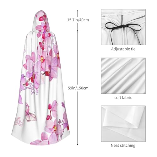 Cape à capuche imprimé fleurs roses et papillon pour déguisement d'Halloween