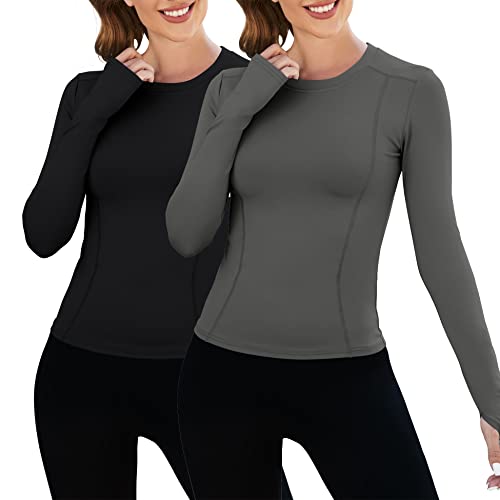 Image of Loovoo Women Workout Shirts, 1 /2 /3 Pack Short Sleeve Compression Tee | Tight Fit Gym Basic Tops, Athletic Quick Dry Crew Neck 4-Way Stretch, Flat Seams Ideal for Yoga, Gym, Running and Daily Wear