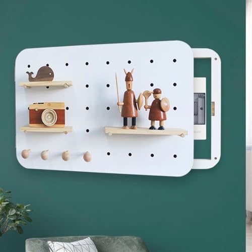 Housse de compteur bois massif pour salon et chambre : étagère déco et rangement mural blanc