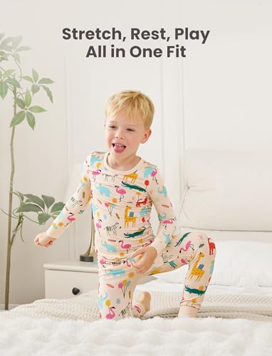 Image of PATPAT Bamboo Viscose Pajama Sets for Toddler Boys & Girls Baby Kids, Ultra-soft Snug fit Pjs Sleepers for Birthday Holiday