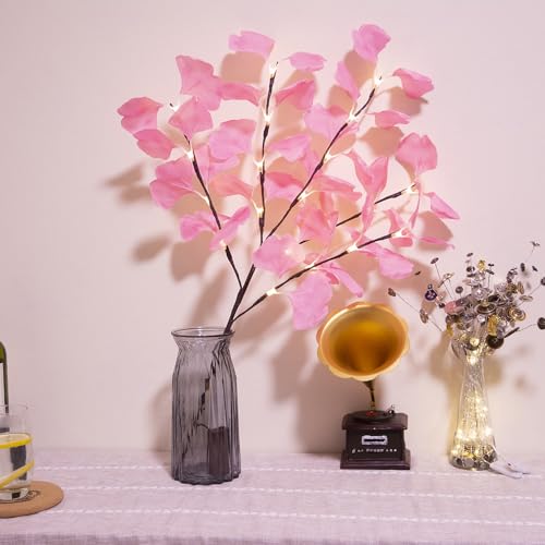 Image of Ulalaza 27.5'' 2 Branches 40 LED Bulbs Twig Lamp Battery Operated LED Lighted Willow Branches Vase Fillers Use for Christmas Home Party Decoration Indoor Outdoor