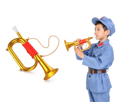 Toy Trumpet for kids Plastic Bugle Toddler Trumpet Kids Instruments Bugle Horn Toy Children Early Education Musical Tool Stage Performance Fancy Dress Accessories and Soldier Costume Prop Noise Make