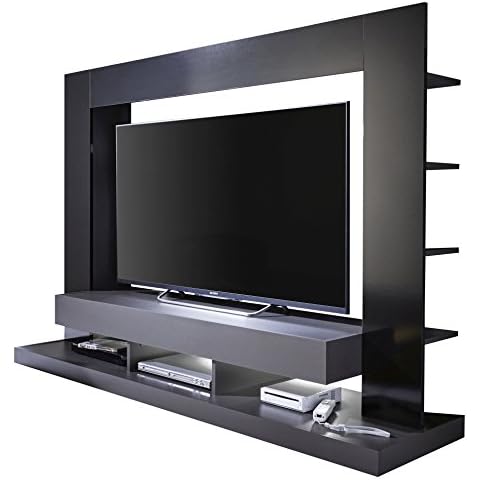 Furnline Living Room Media Wall Extension With Plenty Of Storage Space, Glossy Black, 170 x 124 x 46 cm Cover