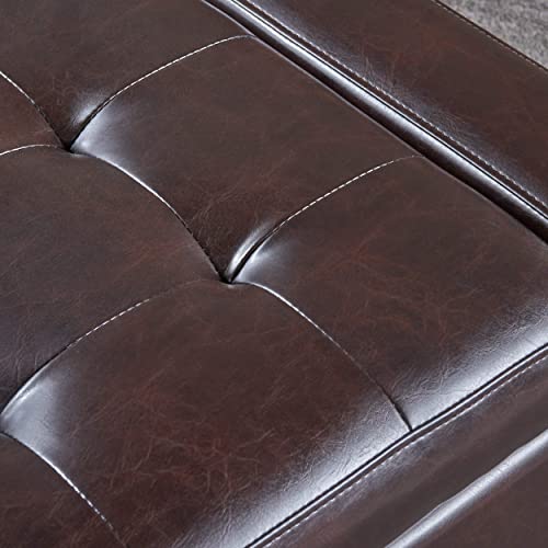 Christopher Knight Home Guernsey Bonded Leather Storage Ottoman Bench, Chocolate Brown #TOP5