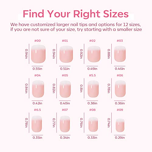 Modelones Press On Nails, Short Square False Nail Tips, Reusable Nail Kit With Nail Glue Adhesive Tabs Mini Nail File, Fake Nails 12 Sizes 24Pcs, Glue On Nails Diy Home Salon Manicure For Women #TOP5