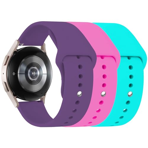 3 Stück Silikon Armband für Samsung Galaxy Watch 40mm 44mm 43mm 47mm, 20mm Sport Band Weiches Ersatz Uhrenarmband für 7 ...