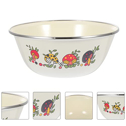 Yardwe Japanese Snacks 2Pcs Vintage Enamel Basin Bowls Round Enamelware Serving Bowl Enamel Salad Bowl For Pasta Cereal Soups 20X20X8Cm Home Decor #TOP3