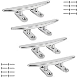 ORLANG 6 Inch 316 Stainless Steel Boat Cleats, Open Base Dock Cleats with Fasteners, Boat Dock Cleat Rope Cleat for Boat Docks, Decks or Nautical Decor (4 Pack)
