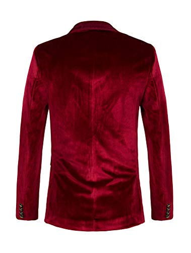 Thwei Mens Velvet Blazer One Button Slim Fit Blazer Sport Coat P-Red 2Xl #TOP3
