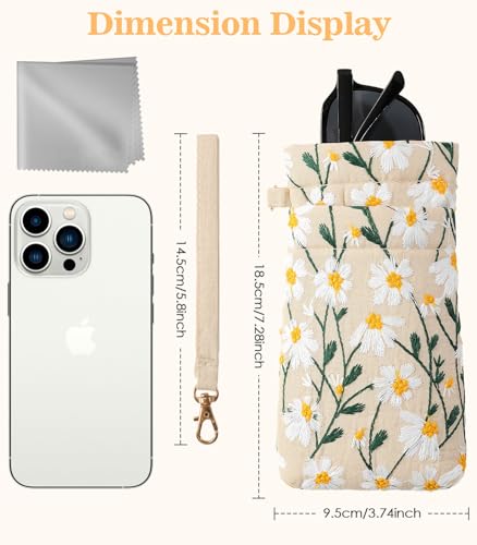 Image of MoKo Squeeze Top Glasses Pouch, Portable Leather Soft Sunglasses Case Anti-Scratch Eyeglasses Bag Goggles Sleeve
