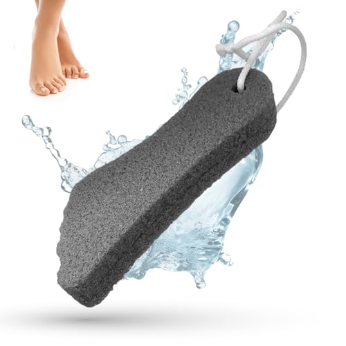 LaRosa PUMICE SPA Esponja Pómez con Forma de Pie – Negra con Cordón