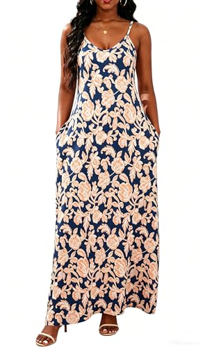 Image of vunahzma Womens Casual Fashion Sleeveless Plus Size Loose Long Sexy Maxi Dress with Pockets