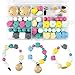 StarryTiger 55pcs Perline Dentizione Kit per Massaggiagengive Set, Perle di Legno per Uso Alimentare per il Montaggio di Succhietti, DIY Giocattolo del Teether del Bambino Collana