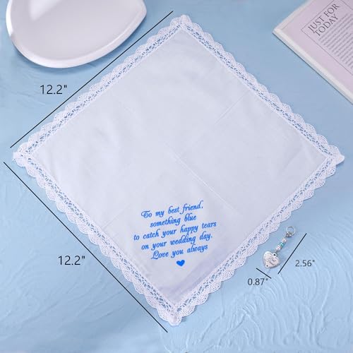 Image of MIXJOY Something Blue Gift for Bride, Wedding Day Bridal Blue Pearl Angel Wings Bouquet Garter Charm for Bride to Be