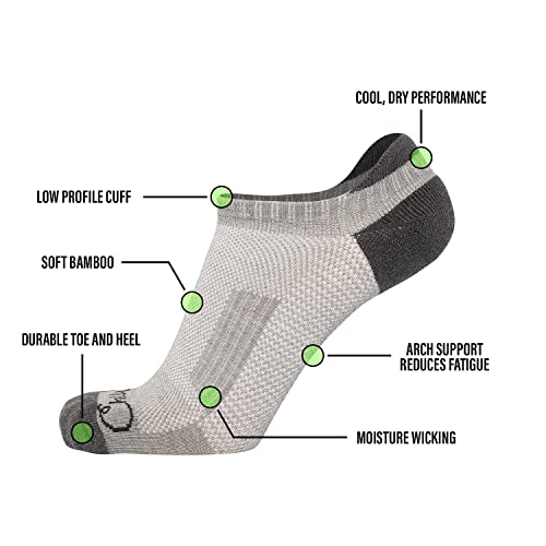 Chill Boys Viscose from Bamboo No Show Socks - Low Cut Breathable, Cushioned Athletic Ankle Socks for Men - Light Gray3