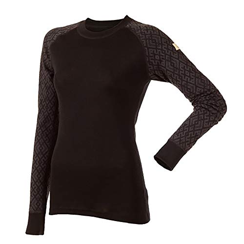 Janus Merino Wool Women's Long Sleeve T-Shirt Machine Washable Made in Norway (X-Large, Black)