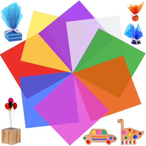 DIKEBAO 120 Hojas Láminas de Celofán Colores 31x31cm Papel de Celofán Transparente Colores Papel Celofán para Envolver Regalos Macetas Dulce para Manualidades Efectos Fotográficos Para Escuela Niños