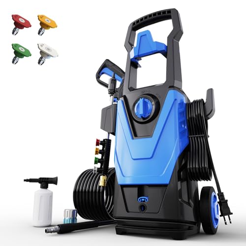 Zelonpro Electric Pressure Washer, Power Washer with Cleaning Range, 4 Nozzles, Foam Cannon, High Pressure Cleaning Machine for Cars