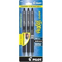 PILOT FriXion Clicker Erasable Pens, Refillable & Retractable Gel Ink Pens, Fine Point 0.7 mm, Black Ink, 3-Pack - Ideal for School, Journaling, & Office Writing