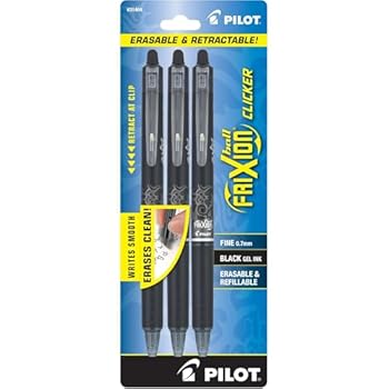 PILOT FRIXION CLICKER: These FriXion Erasable Pens combine the ease of a retractable pen with Pilot's erasable thermo-sensitive gel ink. These are perfect for long study sessions, planner notes, or professional projects WRITE & CREATE FEARLESSLY: If ...