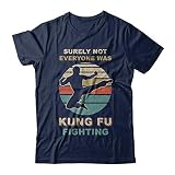 TeesNow Vintage Surely Not Everyone was Kung Fu Fighting Shirt Short Sleeve Tee (Navy, 3XL)