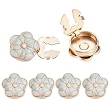 CRAFTYMELODY 6Pcs Flower Button Covers Cufflinks Metal Enamel Floral Cufflinks Decorative Buttons Clips Apparel Accessories for Formal Business Wedding Clothing Fashion Decoration Gray