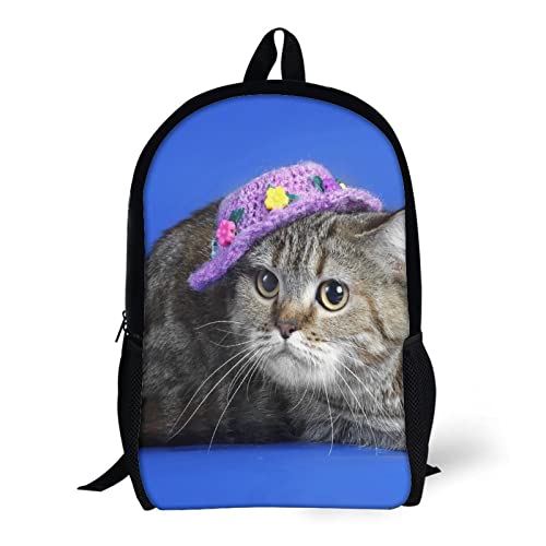 Sac à dos imprimé 3D confortable et résistant 17 pouces motif chat - 5