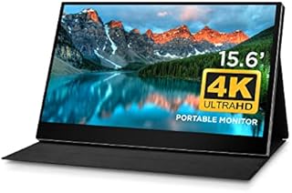 Portable Monitor 4k - Auto Rotating 15.6 Inch UHD - HDR Gaming Monitor With Case - Dual Full Featured USB-C (Thunderbolt 3-4)/ Mini HDMI/USB Micro-B