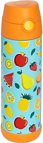 Snug Kids Flask - Stainless Steel Insulated Water Bottle with Straw for Children/Toddlers (Girls/Boys) - Beach, 350ml