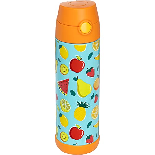 Snug Kids Flask - Stainless Steel Insulated Water Bottle with Straw for Children/Toddlers (Girls/Boys) - Black Digi Camo, 350ml