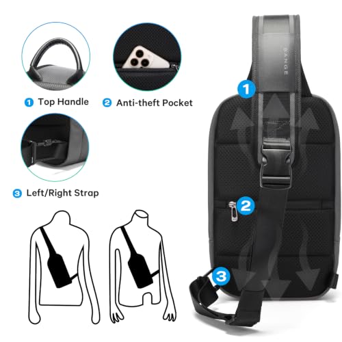 Image of BANGE Large Sling Bag for Men, Waterproof Crossbody Backpack for Men, Fashion Shoulder bags with Pad Compartment