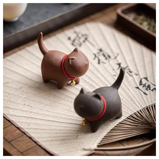 MOZEO Um conjunto fofo de chá de gatinho para animais de estimação areia roxa feito à mão para conjunto de chá de Kung Fu acessórios para sala de mesa/casa/escritório, sala de chá de kungfu chinês,