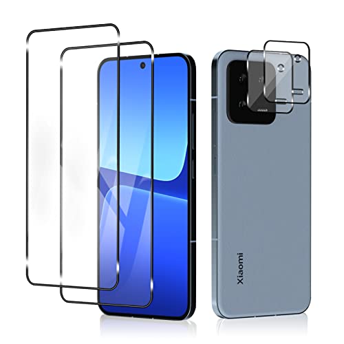 MiKoyi Protector de Pantalla Compatible con Xiaomi 13 5G Cristal Templado Película Protector Vidrio Templado Protector de Lente de Cámara Dureza 9H Ultra HD [2+2 Piezas] para Xiaomi 13 5G